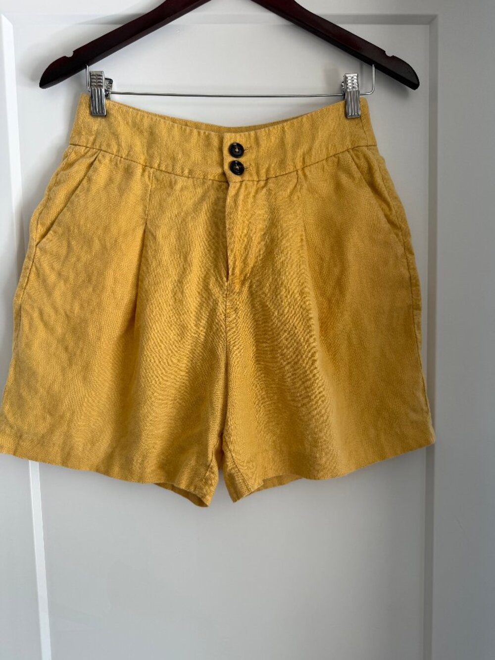 Yellow Linen Shorts